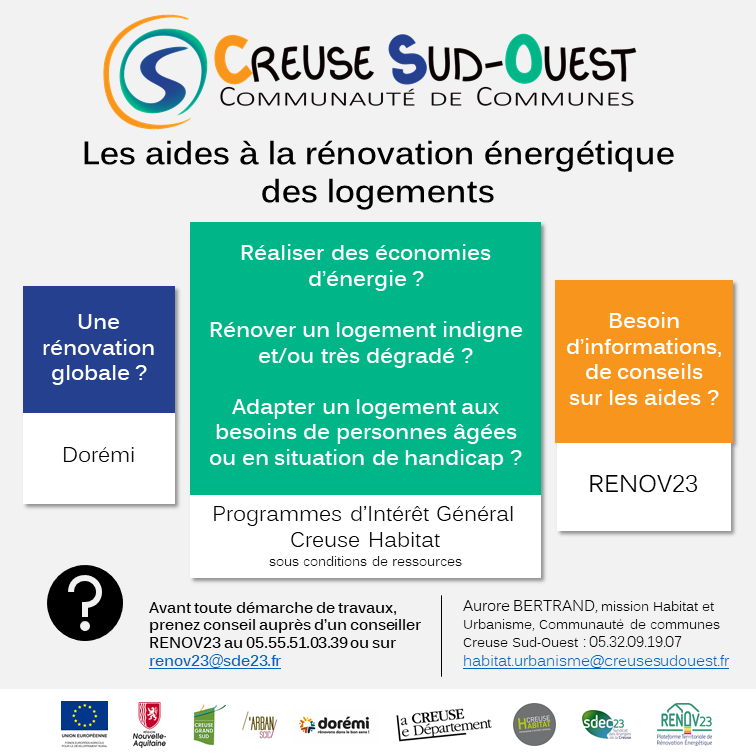 Aide à la rénovation énergétique - Creuse Sud Ouest